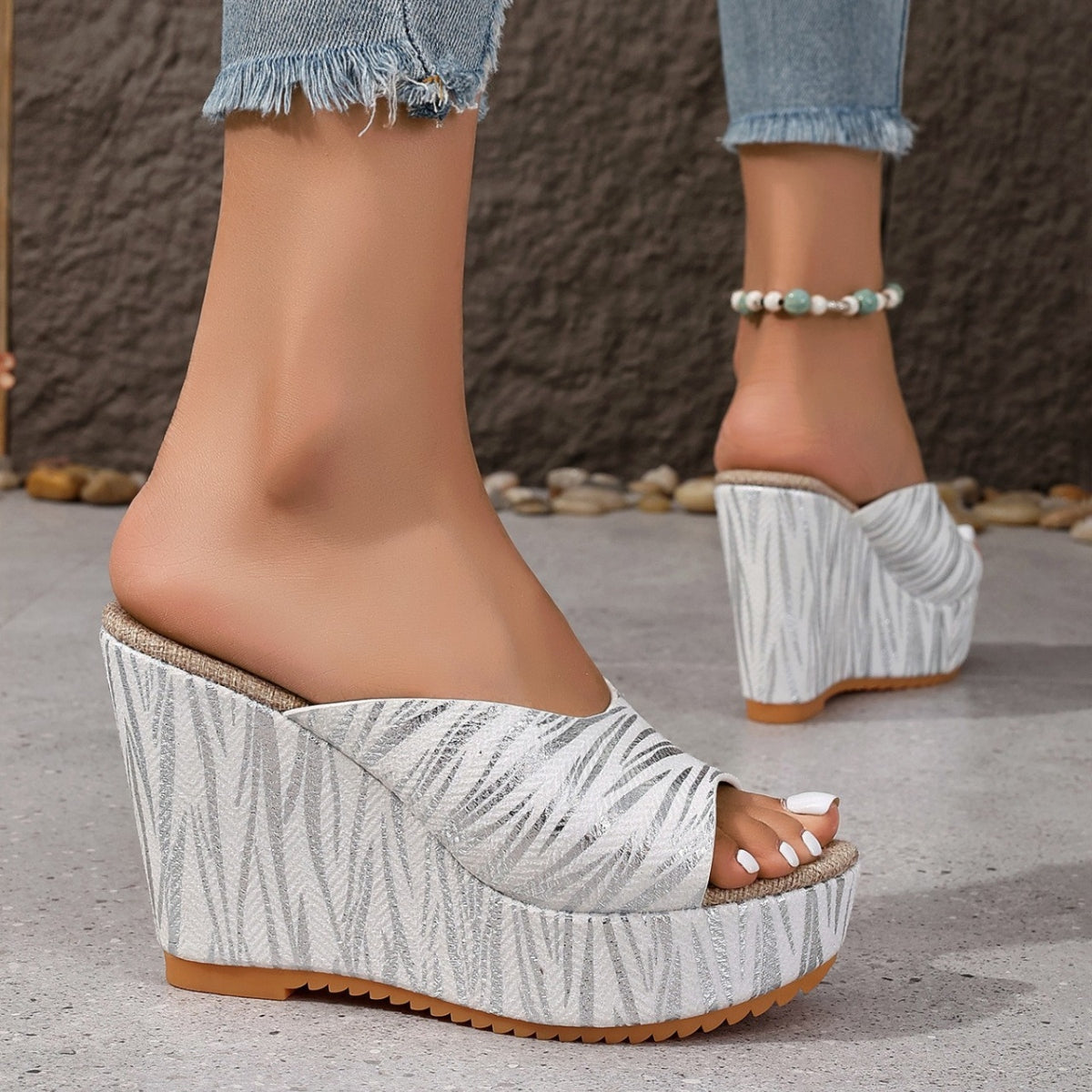 Peep Toe Wedge Sandals