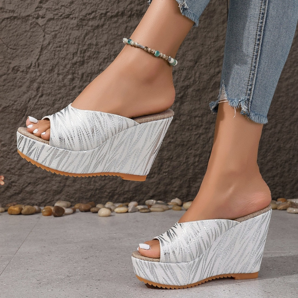 Peep Toe Wedge Sandals