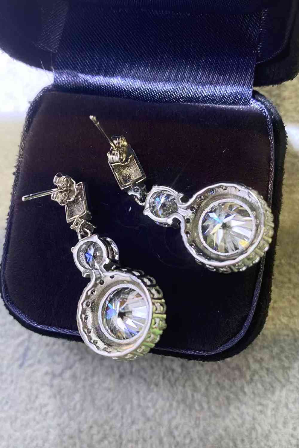 Exquisite 12 Carat Moissanite Platinum-Plated Drop Earrings