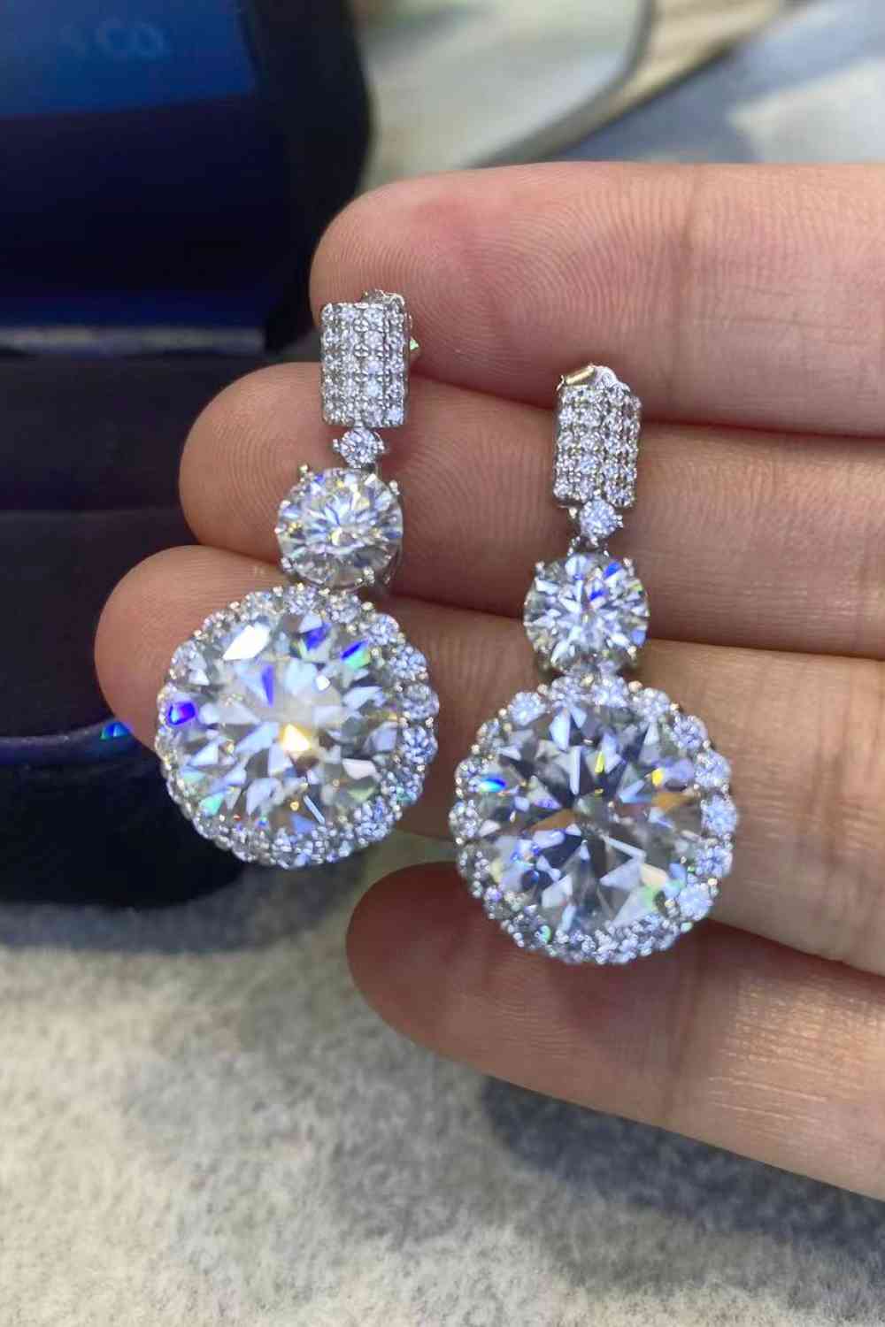 Exquisite 12 Carat Moissanite Platinum-Plated Drop Earrings