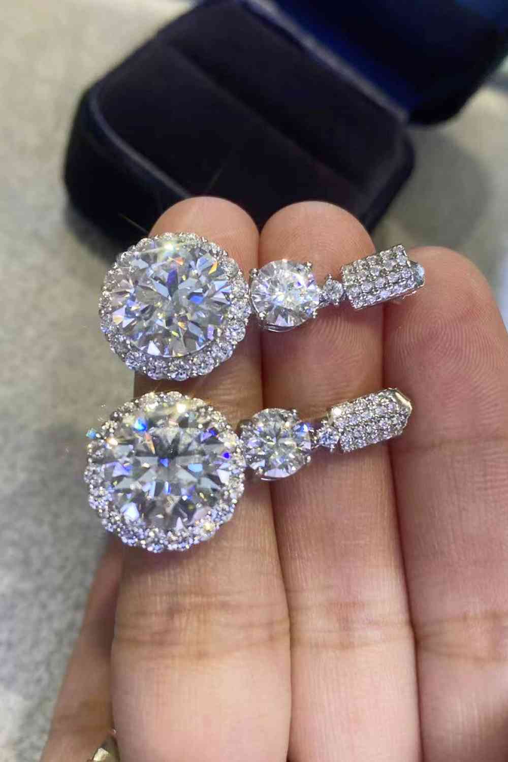 Exquisite 12 Carat Moissanite Platinum-Plated Drop Earrings