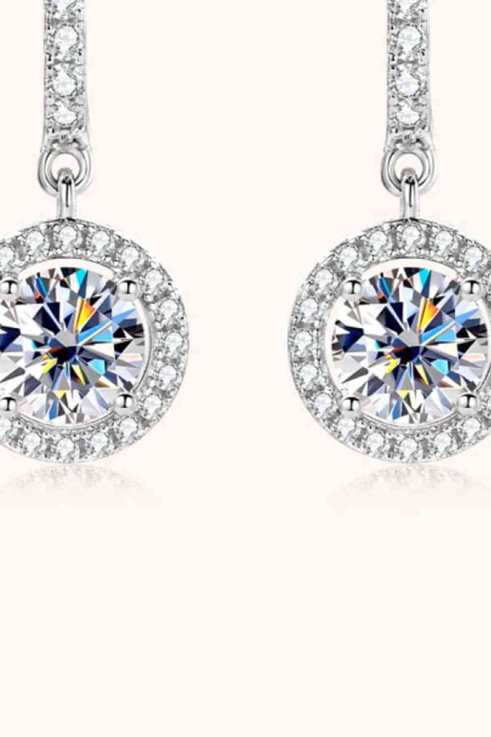 Lovely 2 Carat Moissanite 925 Sterling Silver Drop Earrings