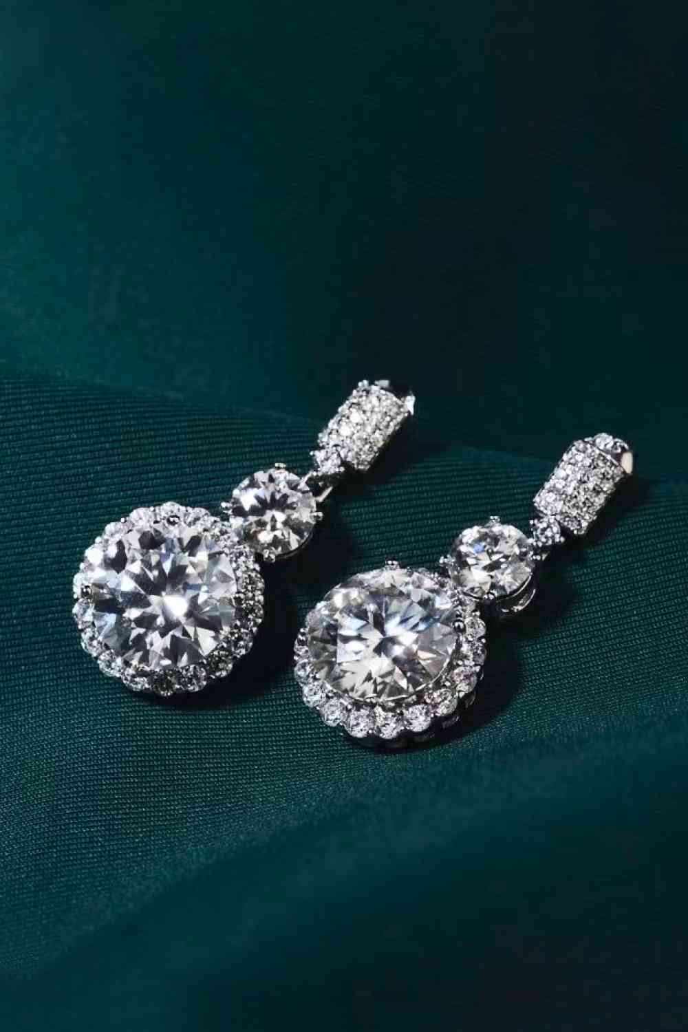 Exquisite 12 Carat Moissanite Platinum-Plated Drop Earrings