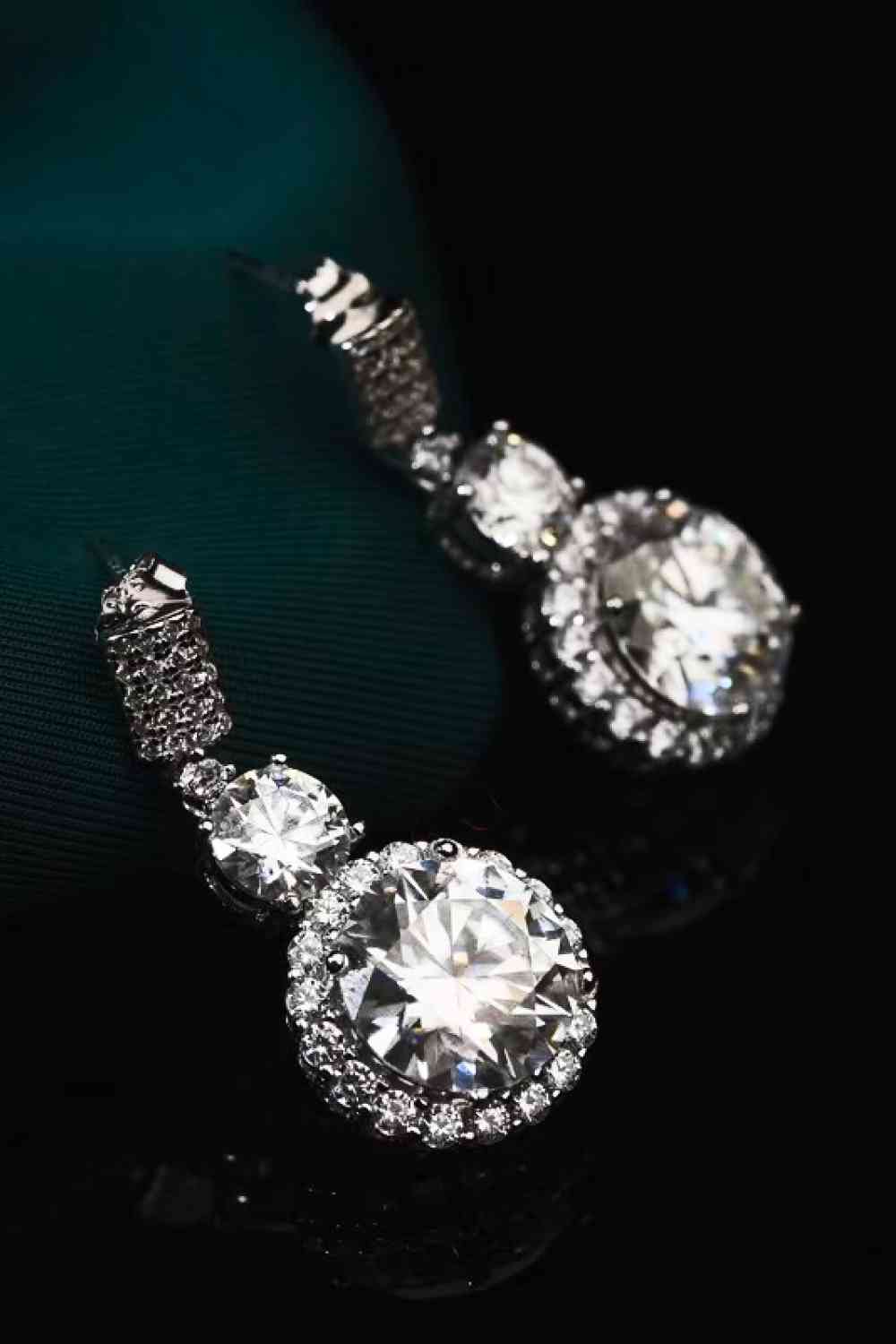 Exquisite 12 Carat Moissanite Platinum-Plated Drop Earrings