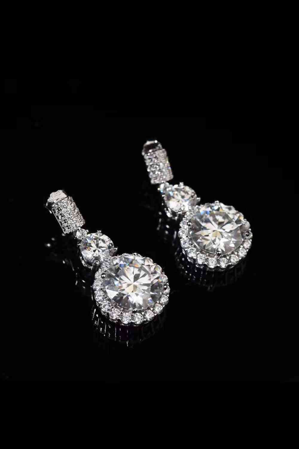 Exquisite 12 Carat Moissanite Platinum-Plated Drop Earrings