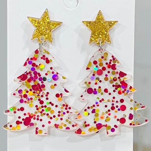 Christmas Tree Acrylic Dangle Earrings