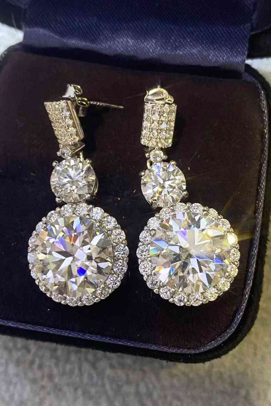 Exquisite 12 Carat Moissanite Platinum-Plated Drop Earrings