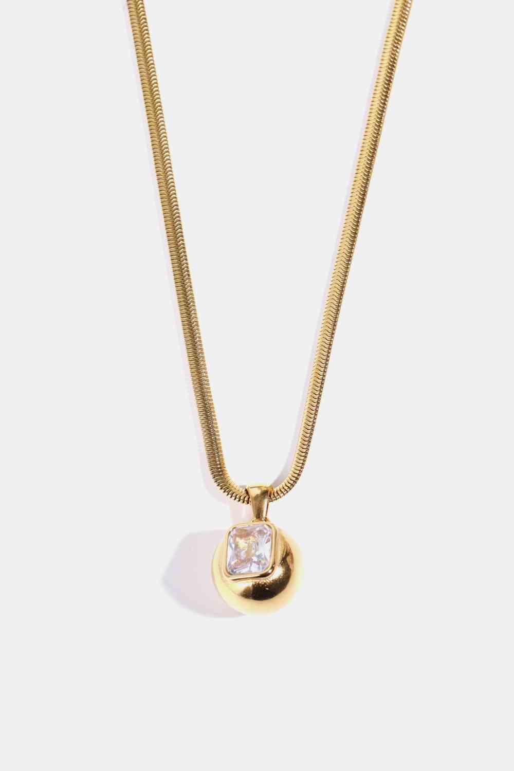 Blissful Zircon 18K Gold-Plated Geometrical Shape Pendant Necklace