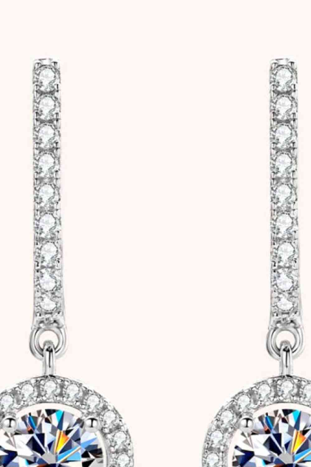 Lovely 2 Carat Moissanite 925 Sterling Silver Drop Earrings