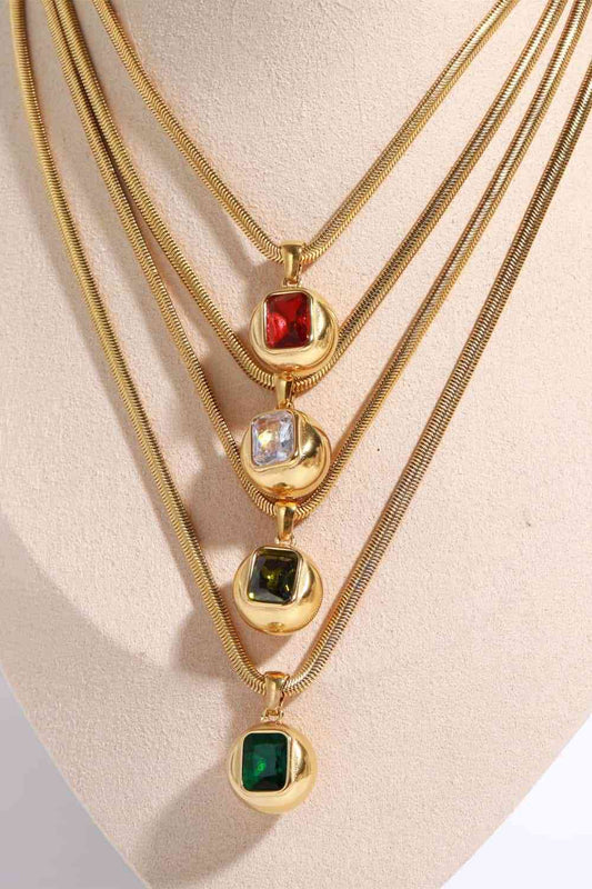 Blissful Zircon 18K Gold-Plated Geometrical Shape Pendant Necklace