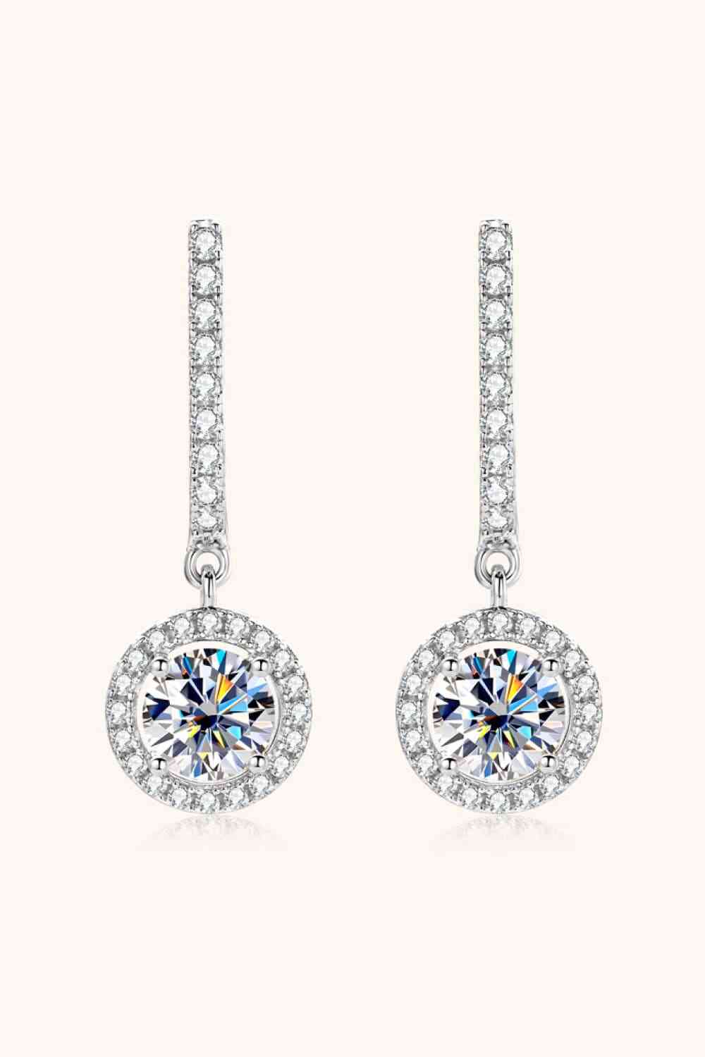 Lovely 2 Carat Moissanite 925 Sterling Silver Drop Earrings